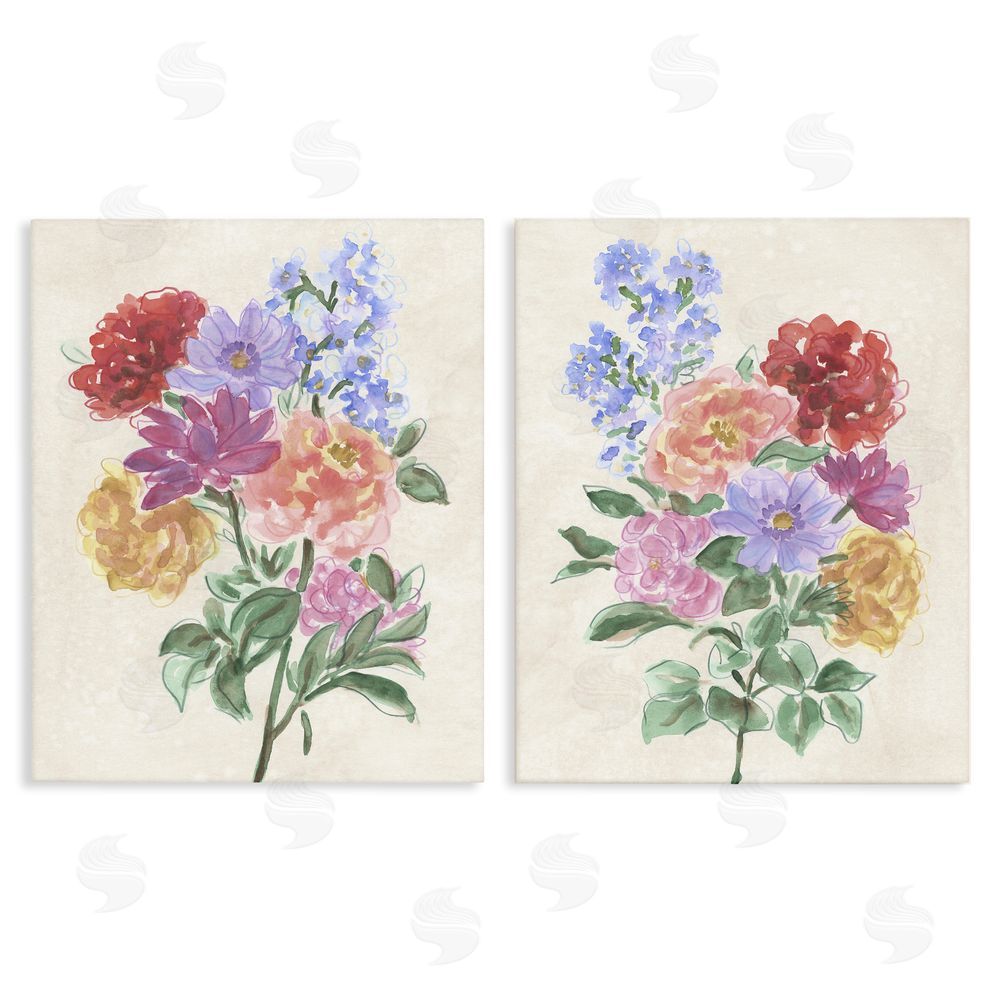 June Erica Vess Spring Blooms on Parchment Stretched Canvas Wall Art Print