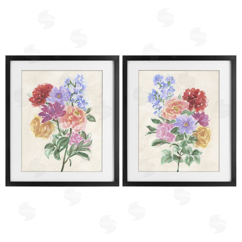 June Erica Vess Spring Blooms on Parchment Black Framed Print Under Glass Wall Art
