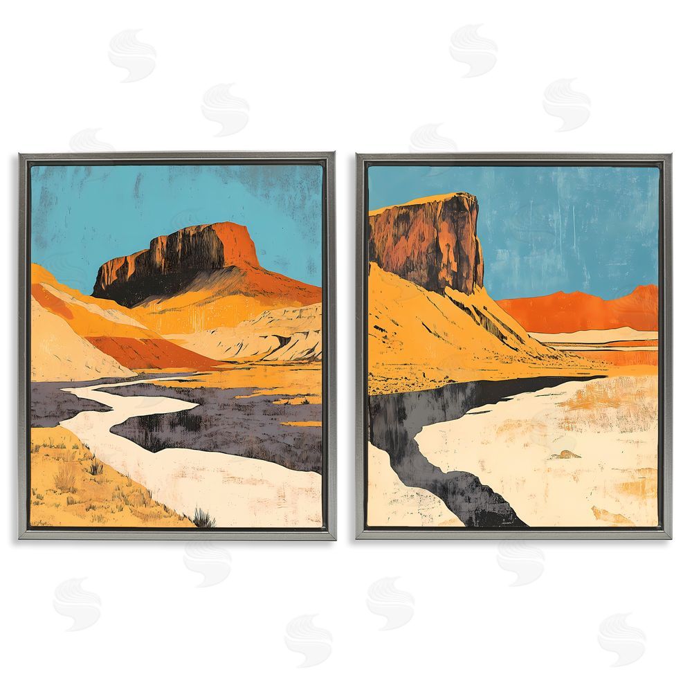 Walker Noble Desert Canyon Pass Gray Floating Frame Canvas Wall Art