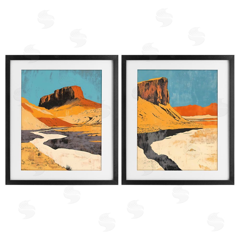 Walker Noble Desert Canyon Pass Black Framed Print Under Glass with Mat Wall Art