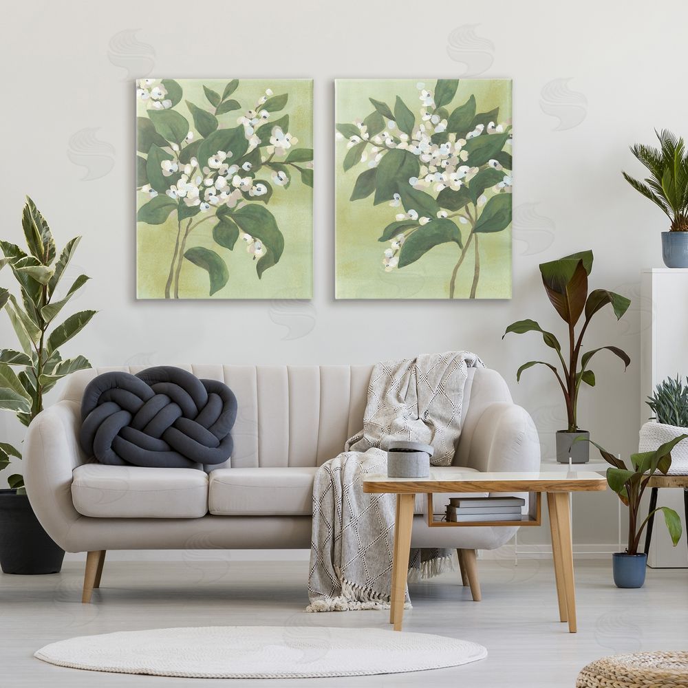 June Erica Vess Verdant Herb Blossoms Stretched Canvas Wall Art Print in Room