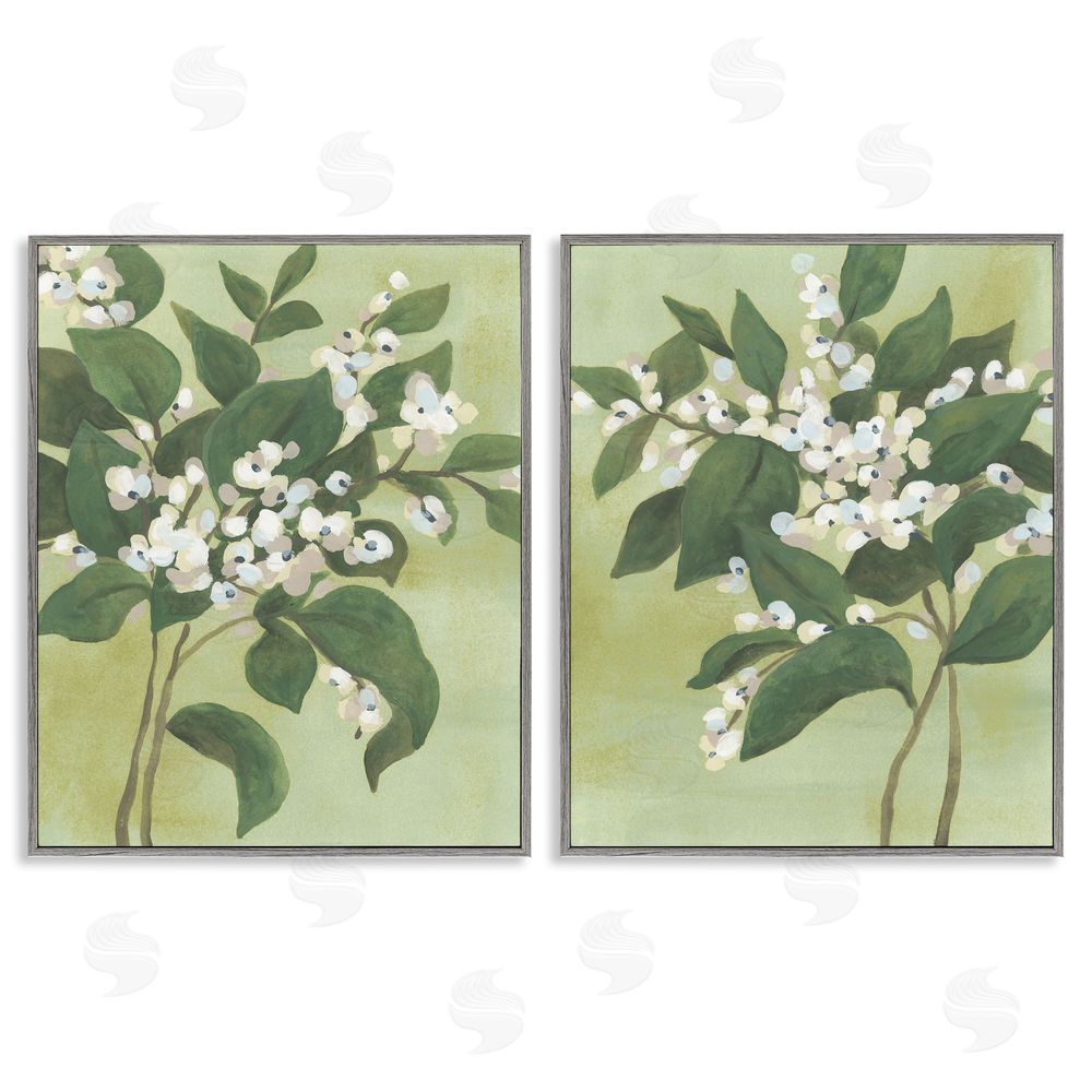 June Erica Vess Verdant Herb Blossoms Gray Framed Giclee Wall Art Print