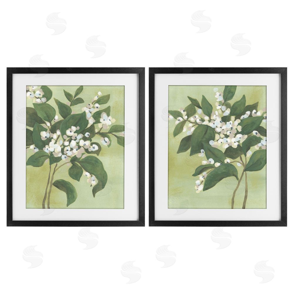 June Erica Vess Verdant Herb Blossoms Black Framed Print Under Glass Wall Art