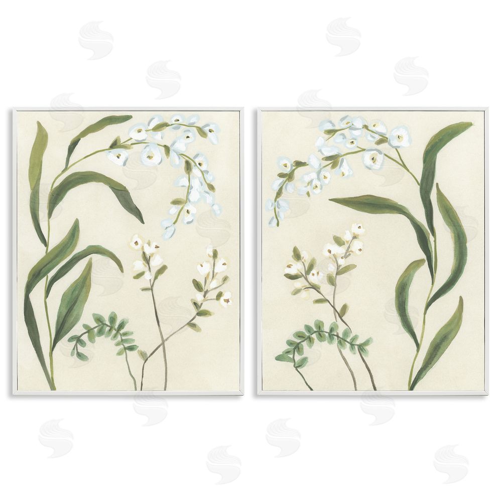 June Erica Vess Vintage Snowdrop Stems White Framed Giclee Wall Art Print
