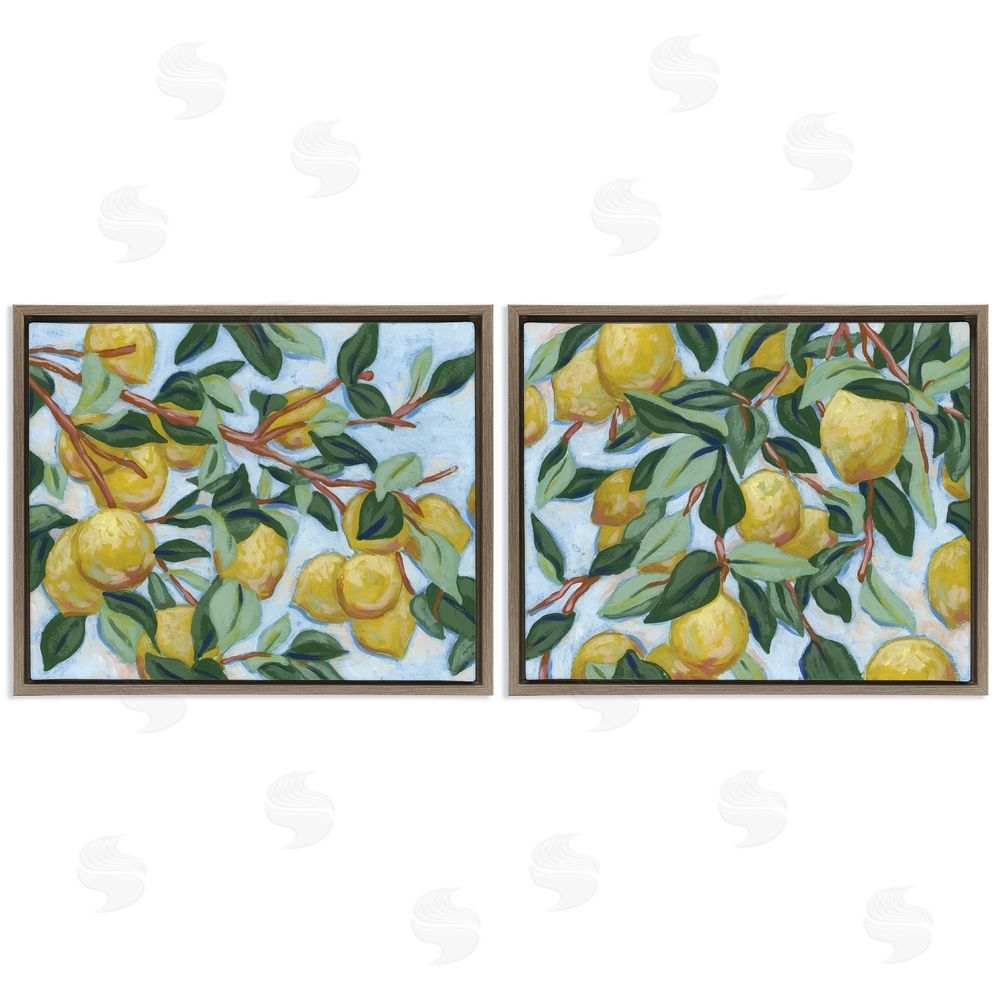 June Erica Vess Sunshine Lemon Tree Brown Floating Frame Canvas Wall Art Print