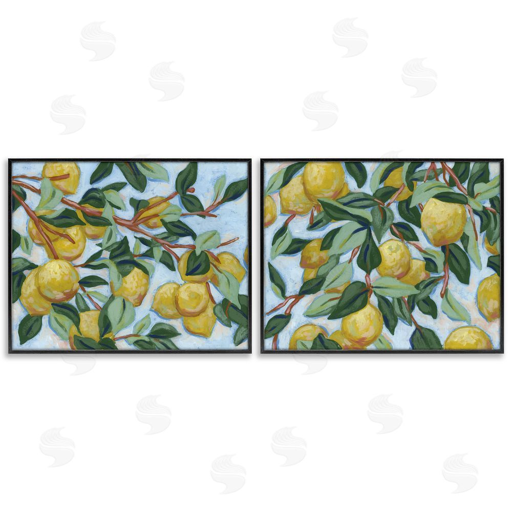 June Erica Vess Sunshine Lemon Tree Black Framed Giclee Wall Art Print