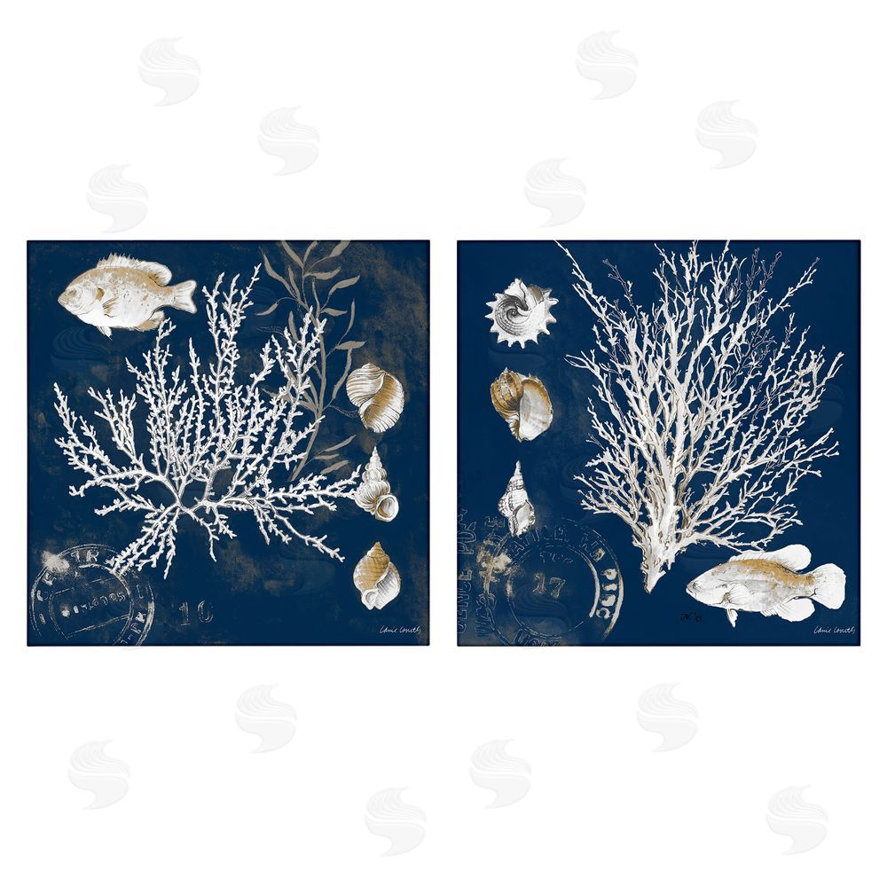 Sundance Graphics Navy Coral Medley Canvas Wall Art Print