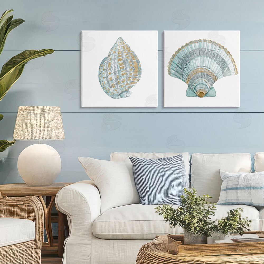 Lorenzo Collective Regal Clam Shell Duo Stretched Canvas Wall Art Print in Room