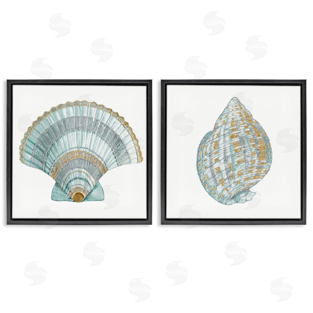 Lorenzo Collective Regal Clam Shell Duo Black Floating Frame Canvas Wall Art Print