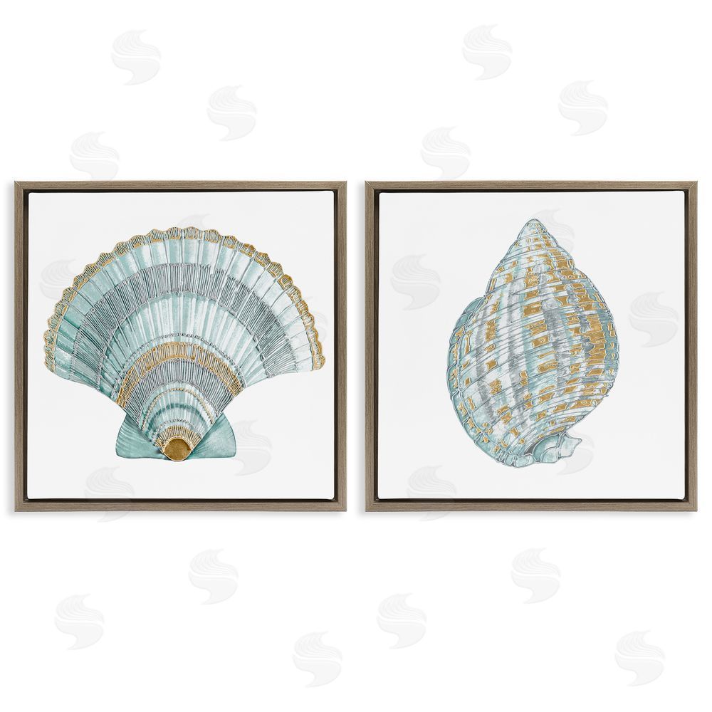 Lorenzo Collective Regal Clam Shell Duo Brown Floating Frame Canvas Wall Art Print
