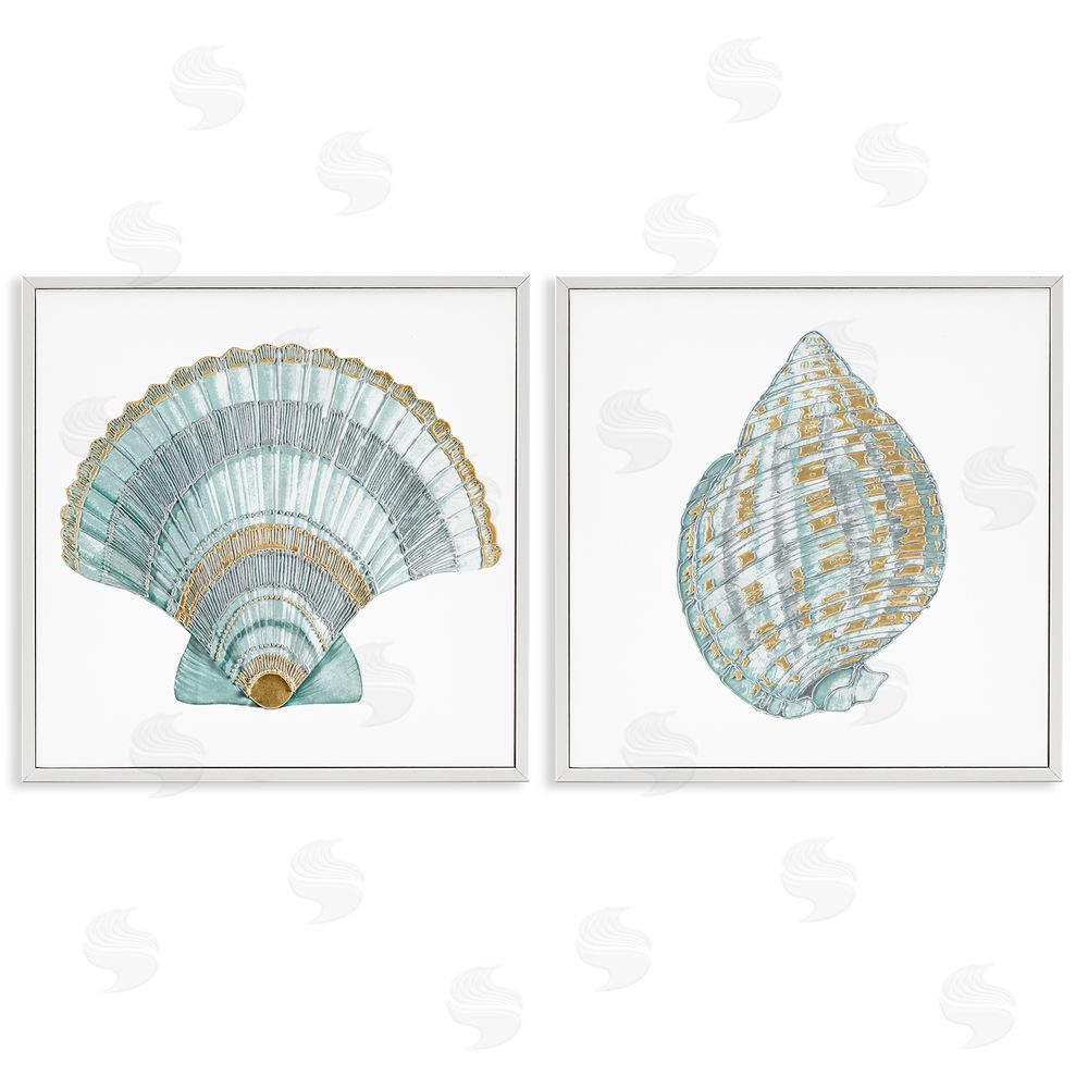 Lorenzo Collective Regal Clam Shell Duo White Framed Giclee Wall Art Print