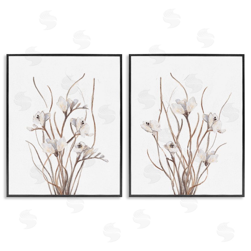 Sundance Graphics Curly Branches Wildflowers Black Framed Giclee Wall Art Print
