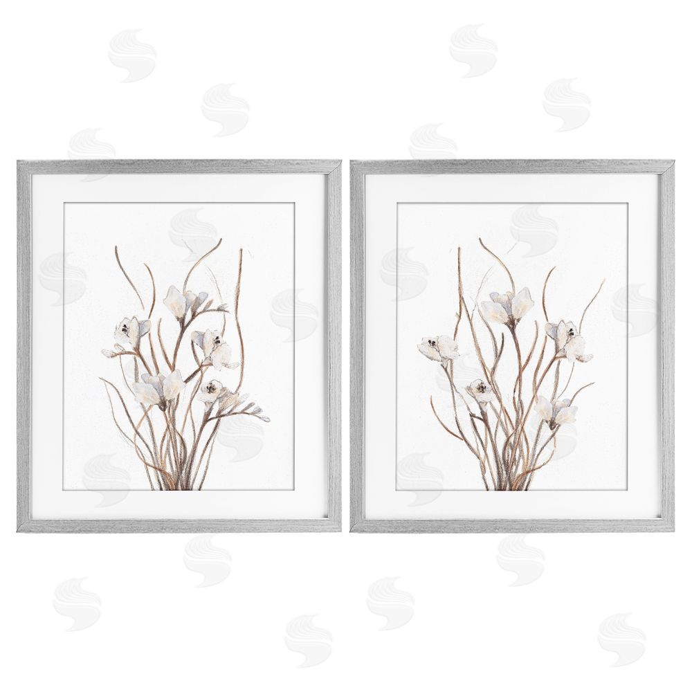 Sundance Graphics Curly Branches Wildflowers Gray Framed Print Under Glass Wall Art