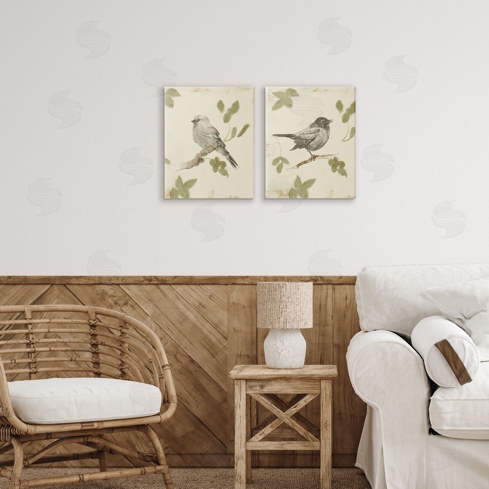 Sundance Graphics Neutral Bird Scene Canvas Wall Art Print in Room