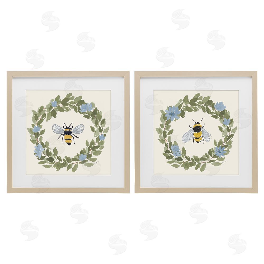 Lucille Price Bee Floral Celebrations Brown Framed Print Under Glass with Matting Wall Art