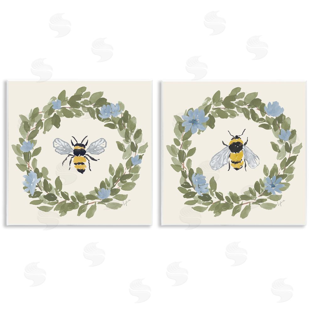 Lucille Price Bee Floral Celebrations Wall Plaque Art Print with White Foil Wrap