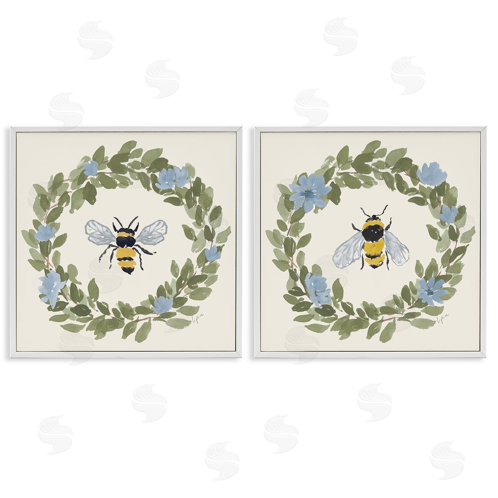 Lucille Price Bee Floral Celebrations White Framed Giclee Wall Art Print