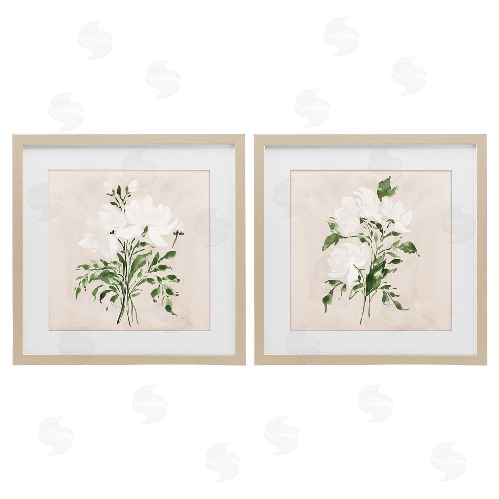 Lucille Price White On Tan Botanicals Brown Framed Print Under Glass Wall Art