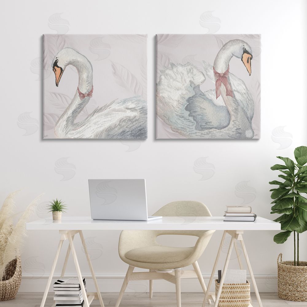 Sundance Graphics Classic & Elegant Swans Canvas Wall Art Print in Room