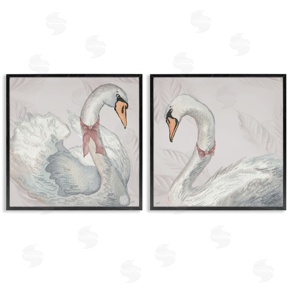 Sundance Graphics Classic & Elegant Swans Black Framed Giclee Wall Art Print