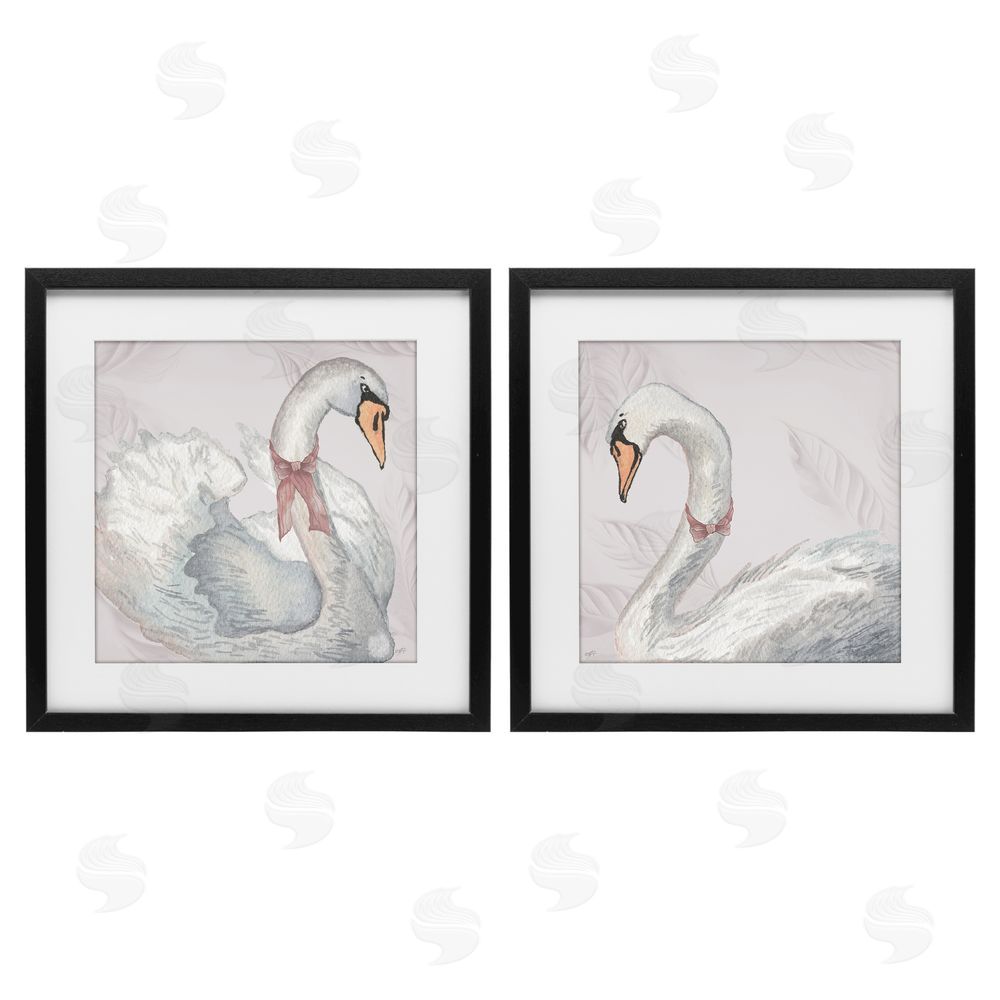 Sundance Graphics Classic & Elegant Swans Black Framed Print Under Glass Wall Art