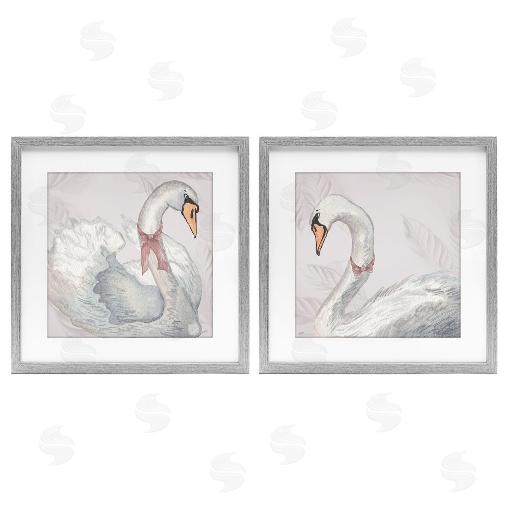 Sundance Graphics Classic & Elegant Swans Gray Framed Print Under Glass Wall Art