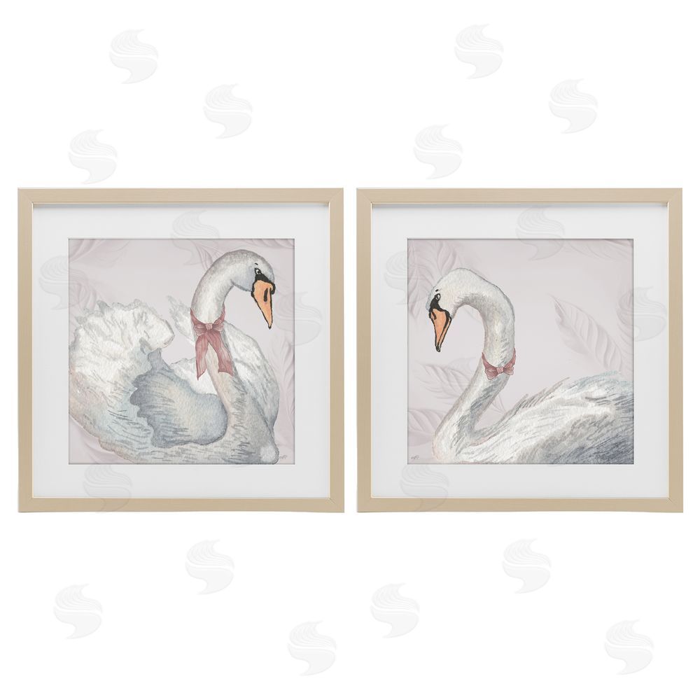 Sundance Graphics Classic & Elegant Swans Birch Framed Print Under Glass Wall Art
