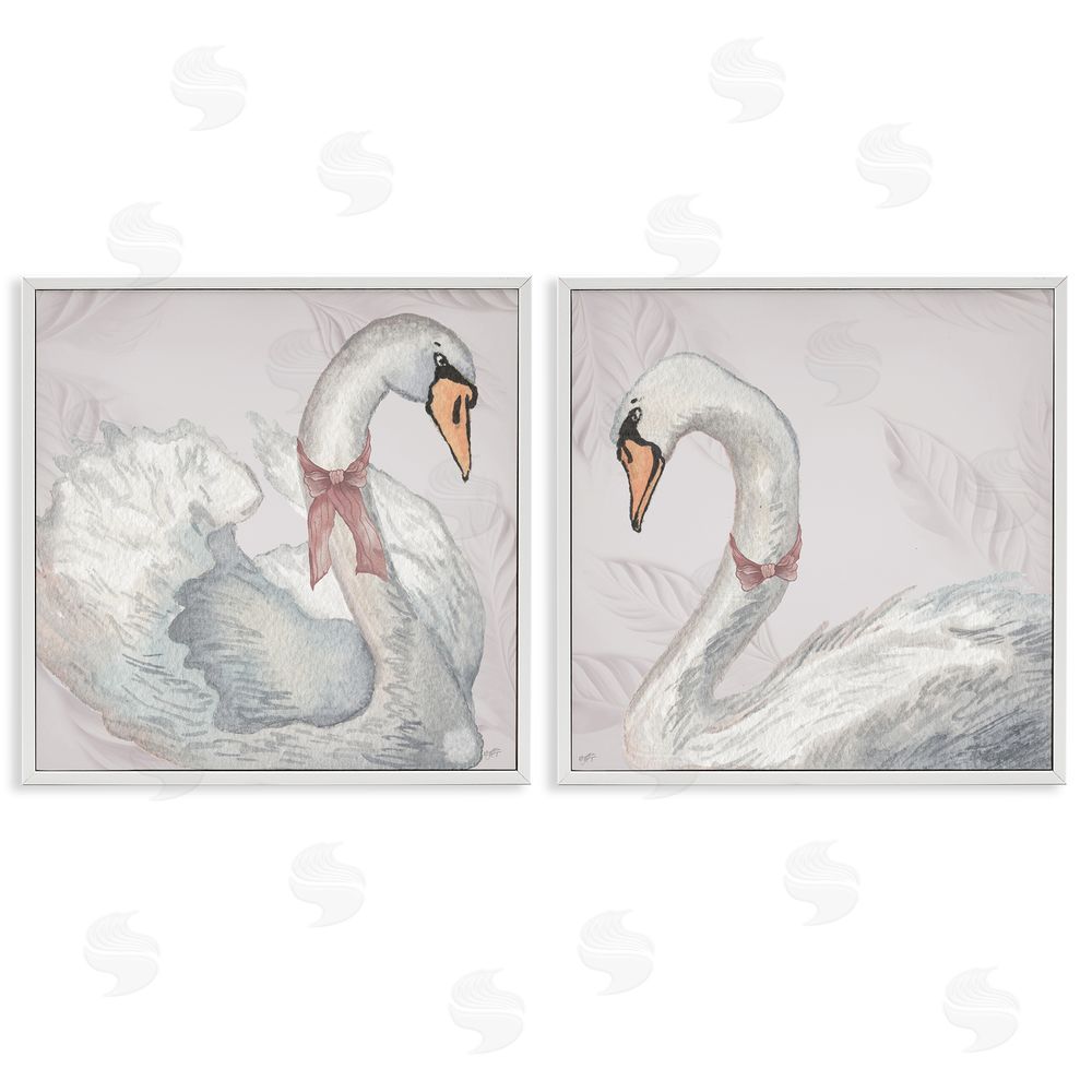Sundance Graphics Classic & Elegant Swans White Framed Giclee Wall Art Print