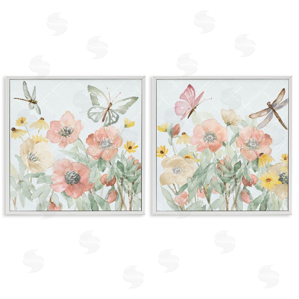 Sundance Graphics Delicate Garden Joy White Framed Giclee Wall Art Print
