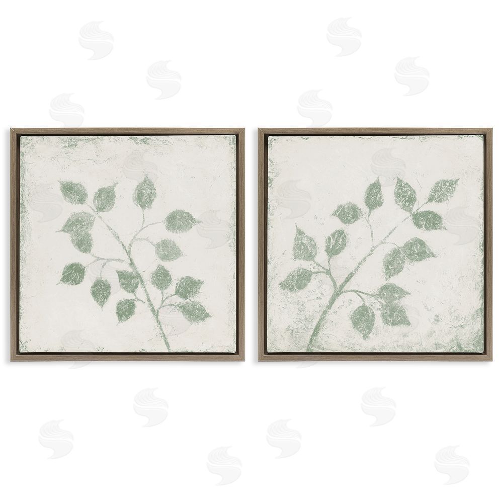 Sundance Graphics November Leaves Soft Plants Brown Floating Frame Canvas Wall Art Print