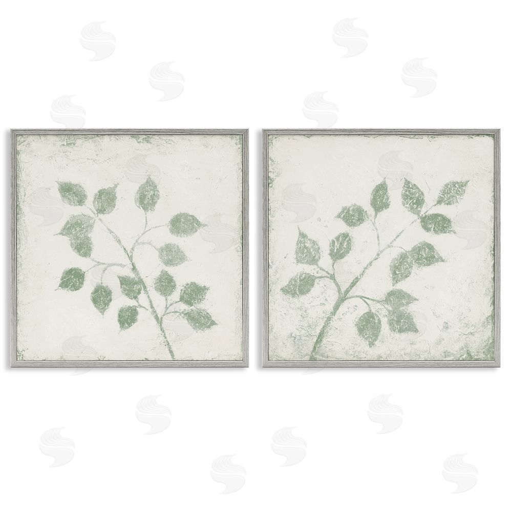 Sundance Graphics November Leaves Soft Plants Gray Framed Giclee Wall Art Print