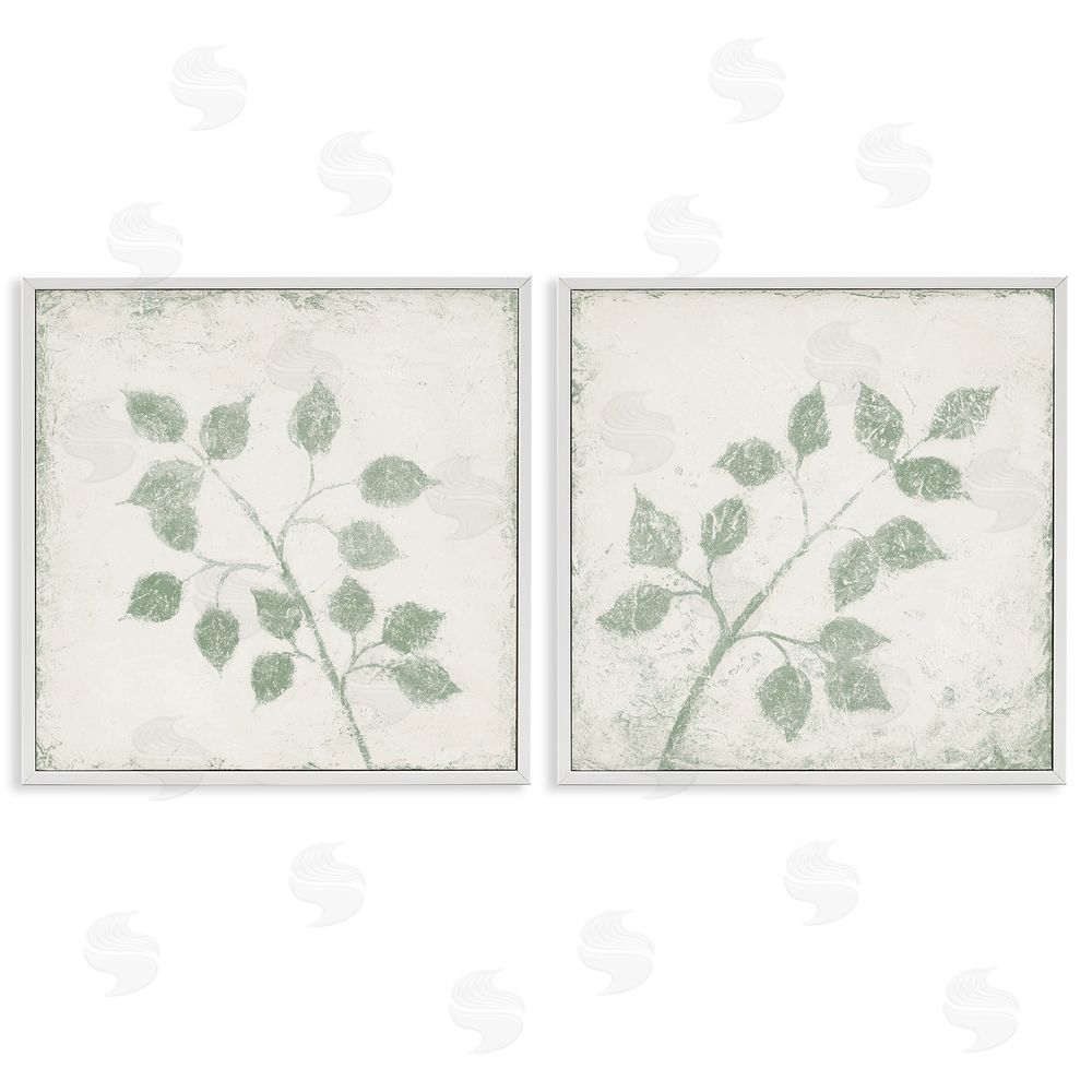 Sundance Graphics November Leaves Soft Plants White Framed Giclee Wall Art Print