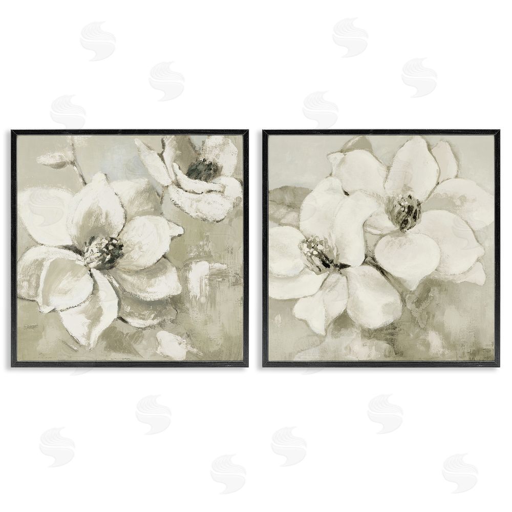 Sundance Graphics Beige Magnolias after Rain Black Framed Giclee Wall Art Print