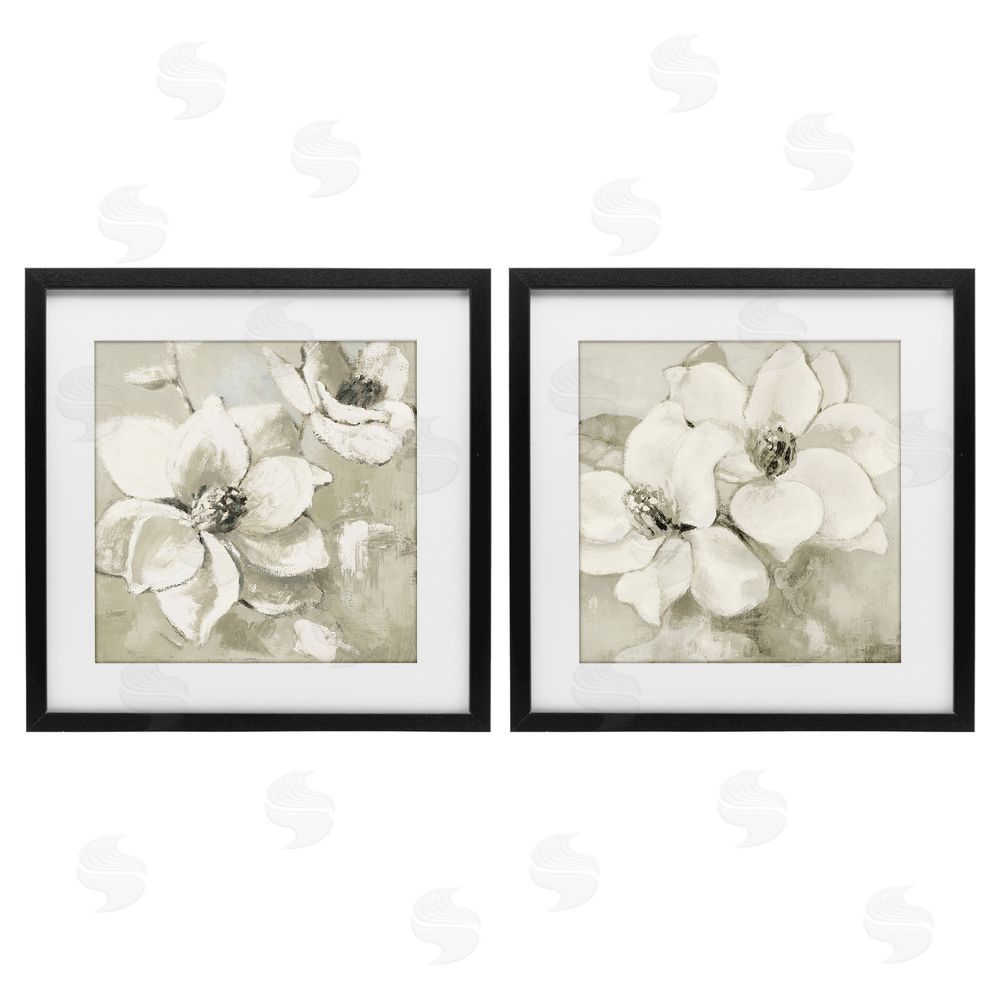 Sundance Graphics Beige Magnolias after Rain Black Framed Print Under Glass Wall Art
