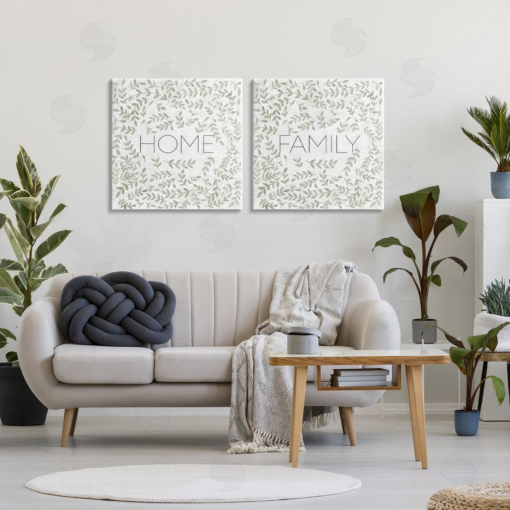 Sundance Graphics Curved Ivy Sprigs Phrases Canvas Wall Art Print in Room