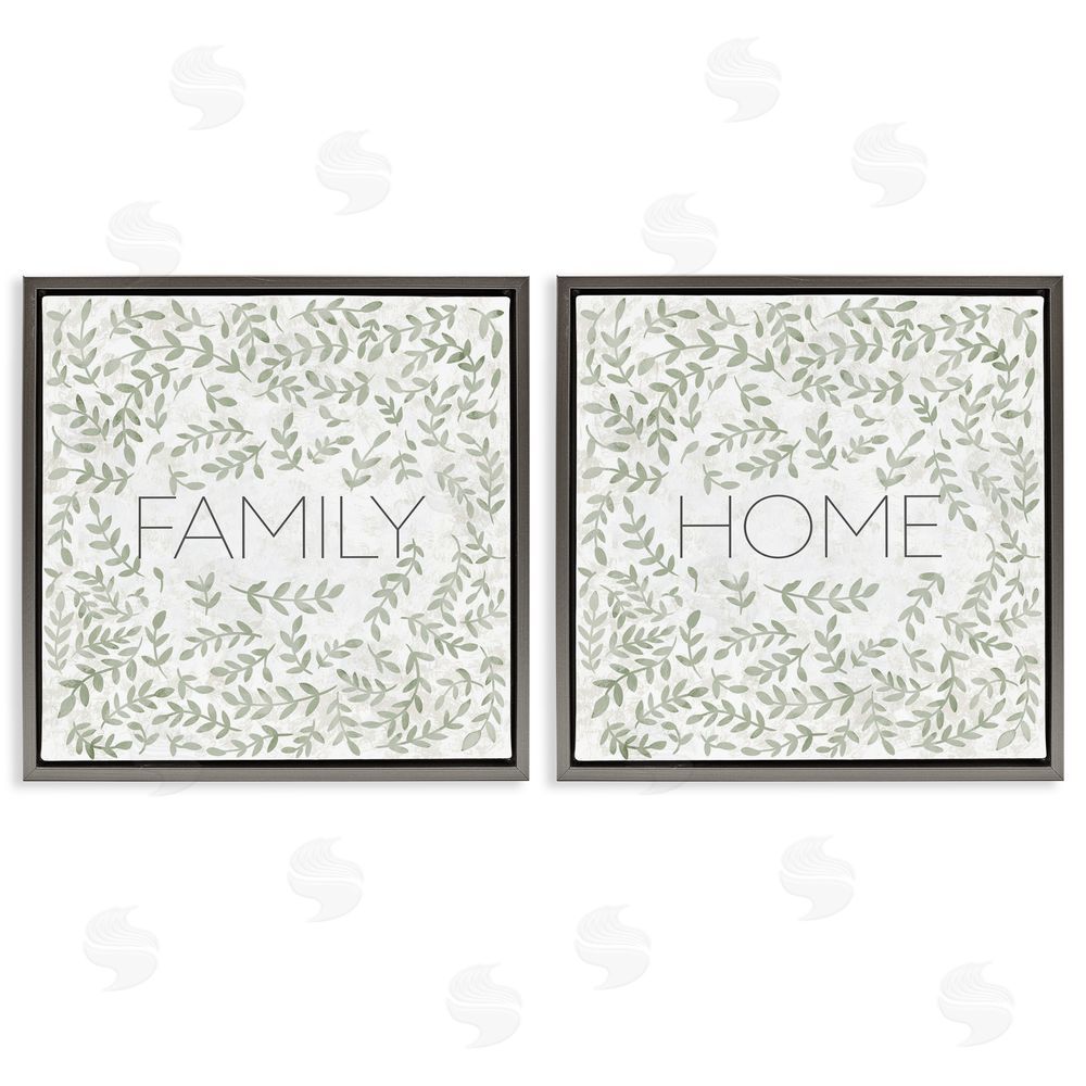 Sundance Graphics Curved Ivy Sprigs Phrases Gray Floating Frame Canvas Wall Art Print