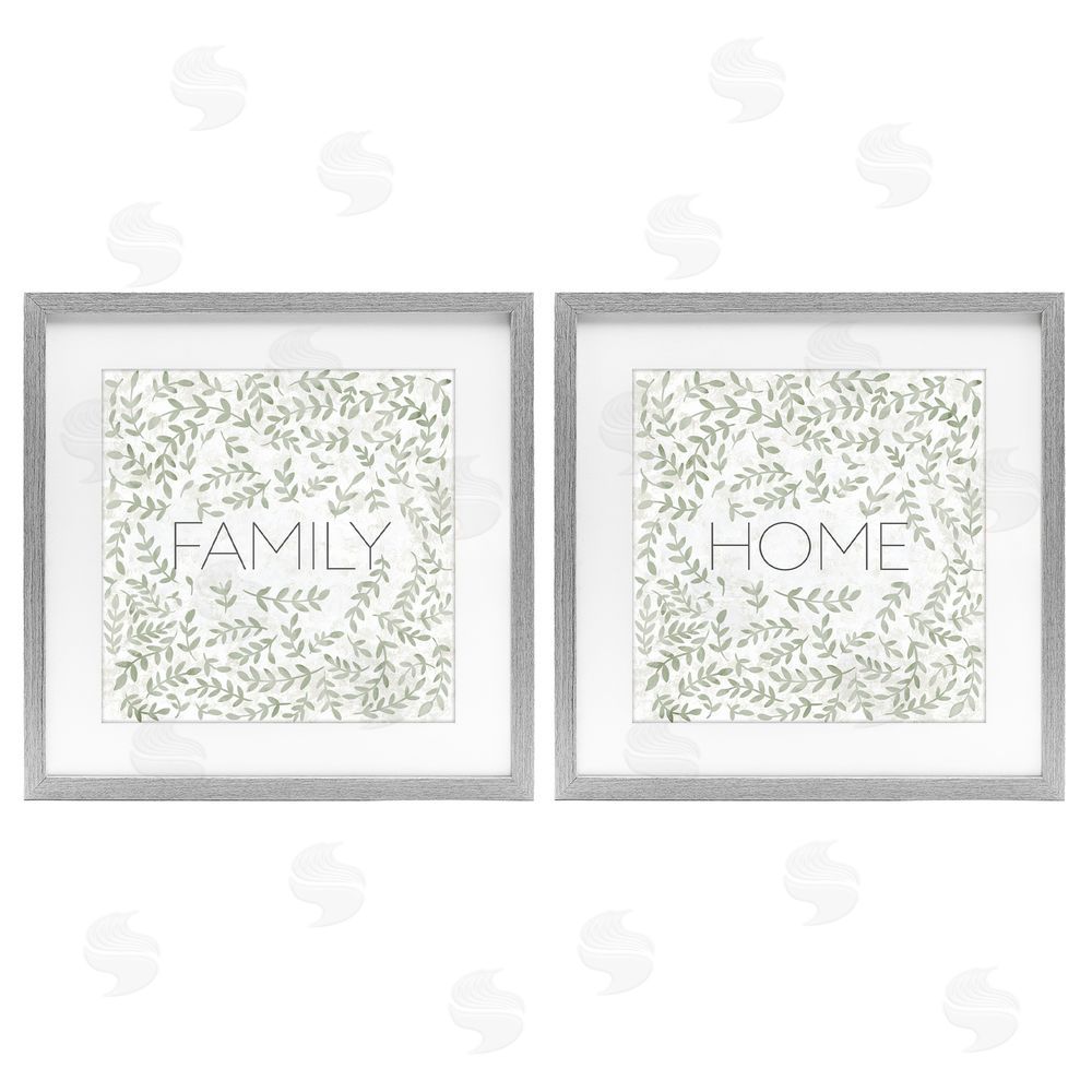 Sundance Graphics Curved Ivy Sprigs Phrases Gray Framed Print Under Glass Wall Art
