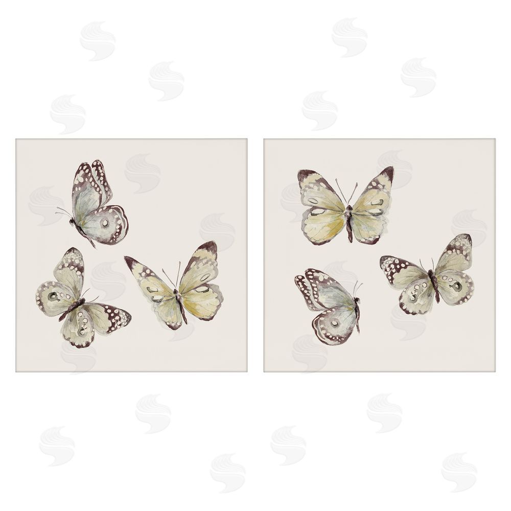 Sundance Graphics Flight of Butterflies on Beige Canvas Wall Art Print