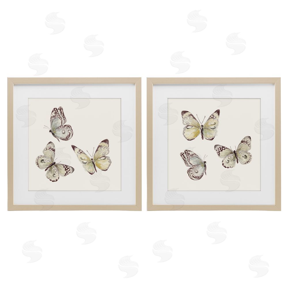 Sundance Graphics Flight of Butterflies on Beige Birch Framed Print Under Glass Wall Art