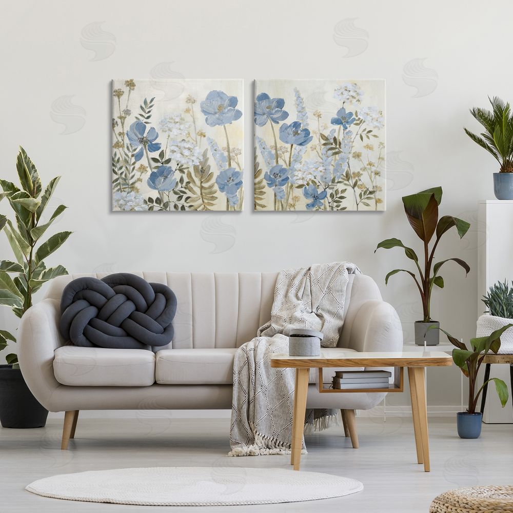 Sundance Graphics Blue Peaceful Garden Canvas Wall Art Print in Room