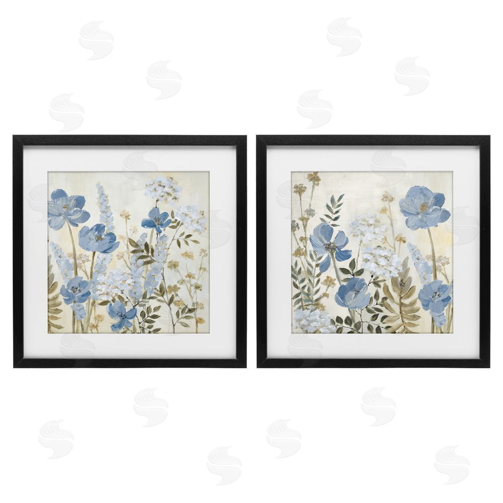 Sundance Graphics Blue Peaceful Garden Black Framed Print Under Glass Wall Art