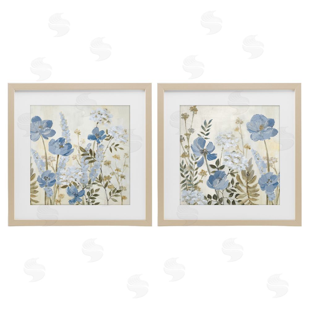 Sundance Graphics Blue Peaceful Garden Birch Framed Print Under Glass Wall Art