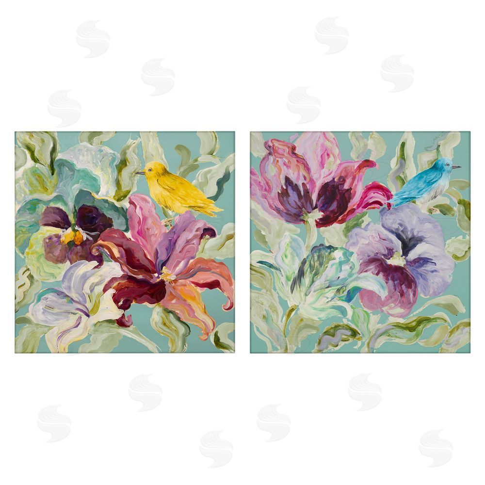 Sundance Graphics Lyrical Garden Canaries Canvas Wall Art Print
