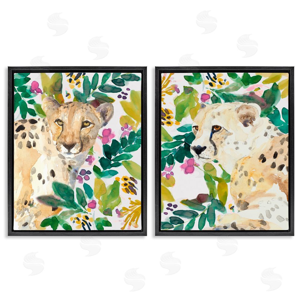 Sundance Graphics Botanical Garden Wildlife Black Floating Frame Canvas Wall Art Print
