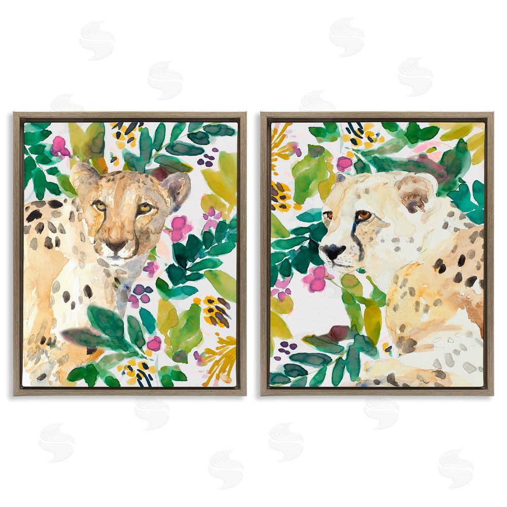 Sundance Graphics Botanical Garden Wildlife Brown Floating Frame Canvas Wall Art Print