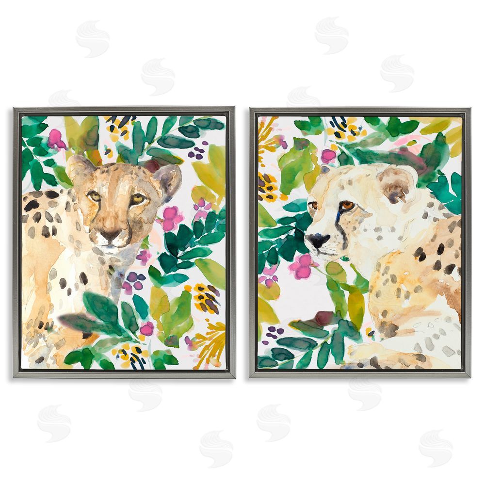 Sundance Graphics Botanical Garden Wildlife Gray Floating Frame Canvas Wall Art Print