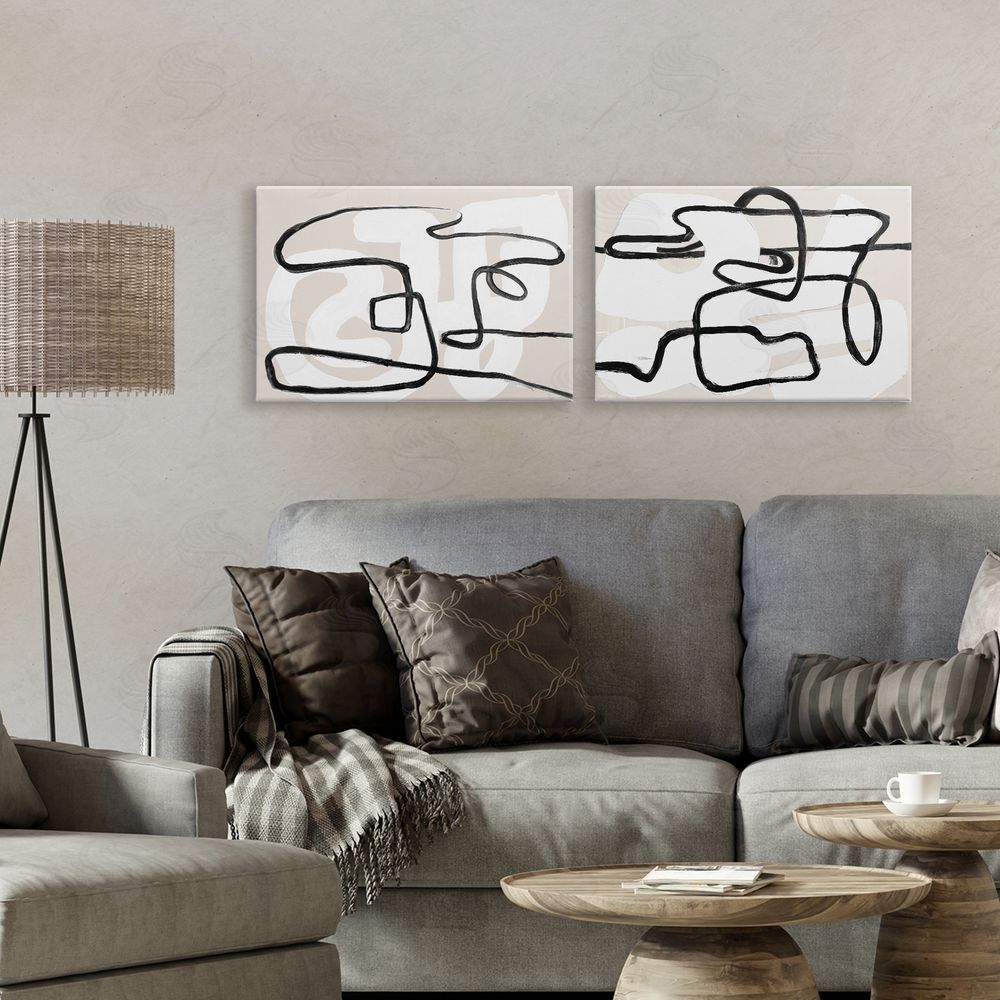 Sundance Graphics Neutral Twists & Turns Canvas Wall Art Print in Room