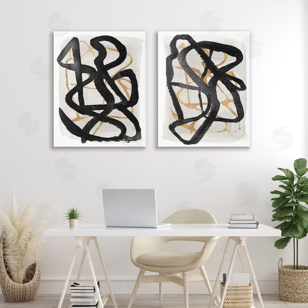 Sundance Graphics Contemporary Hindsight Squiggles Canvas Wall Art Print in Room