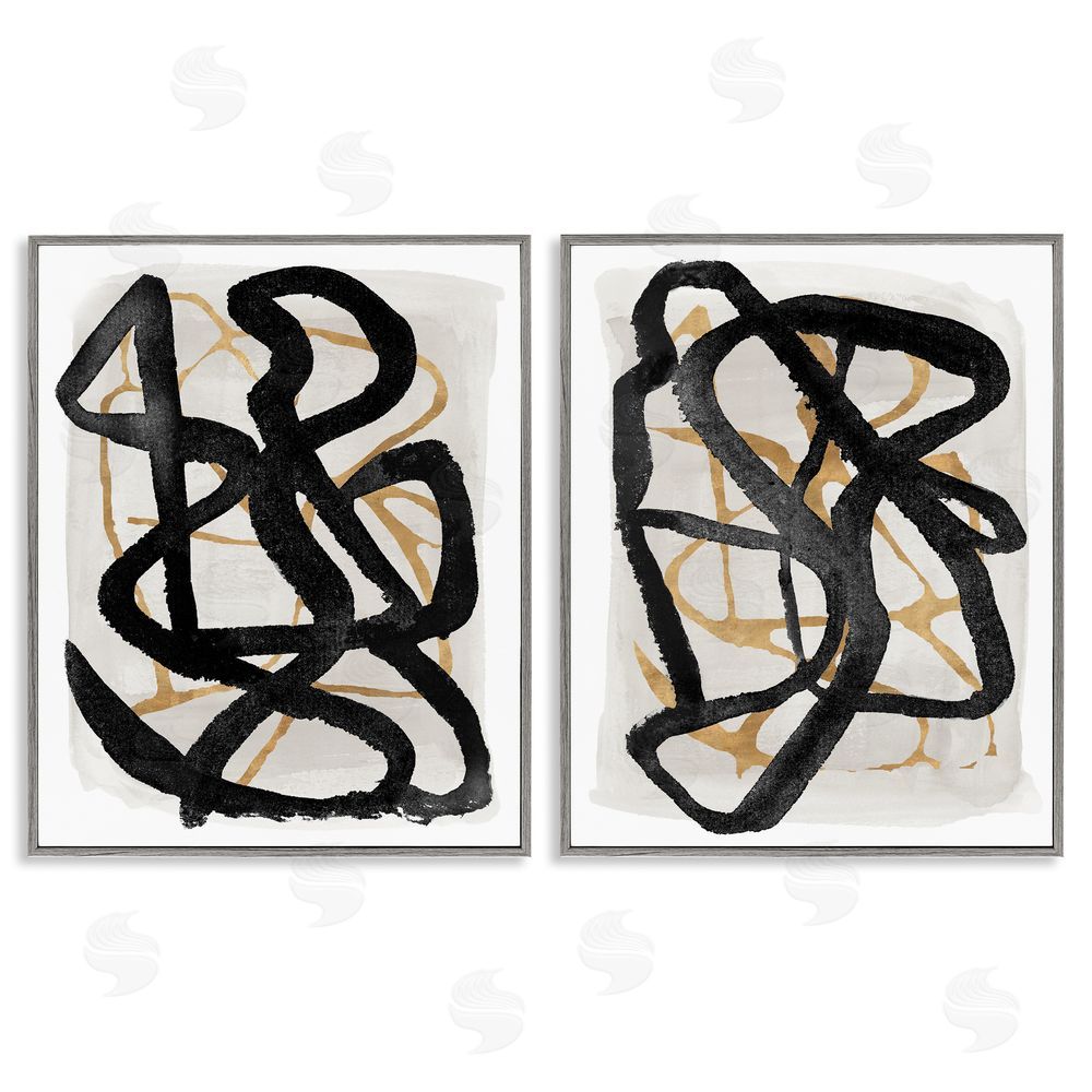 Sundance Graphics Contemporary Hindsight Squiggles Gray Framed Giclee Wall Art Print