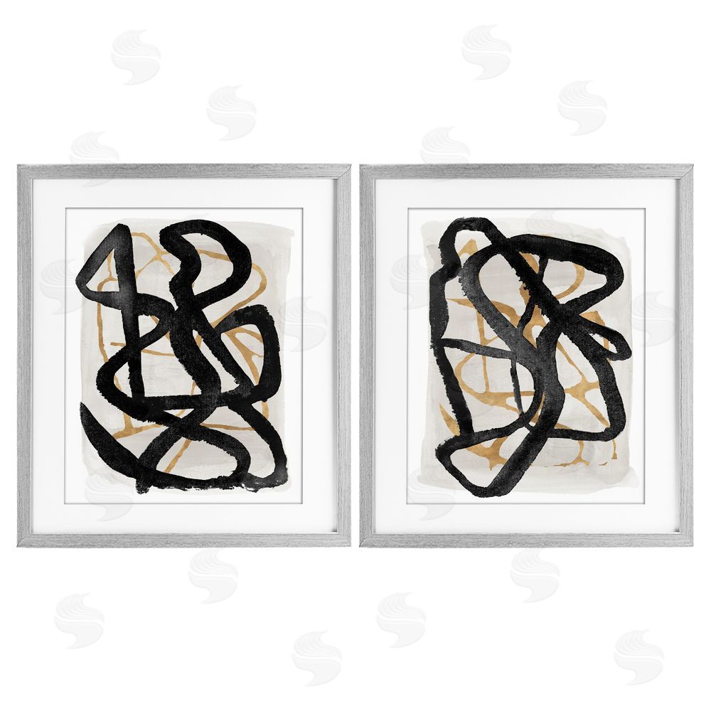 Sundance Graphics Contemporary Hindsight Squiggles Gray Framed Print Under Glass Wall Art